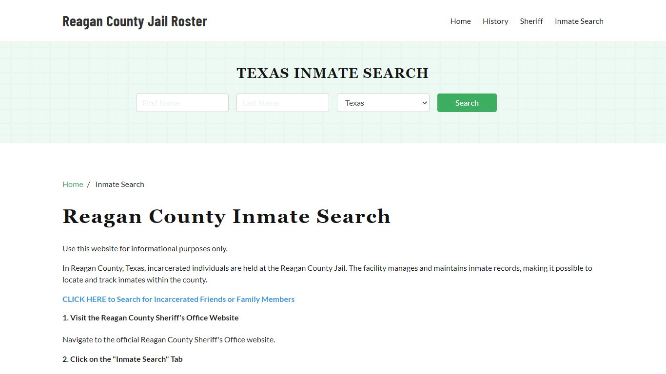 Reagan County, TX Detainee Lookup