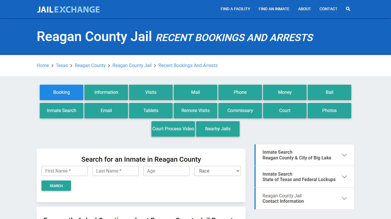 Reagan County Jail Recent Bookings And Arrests - Jail Exchange