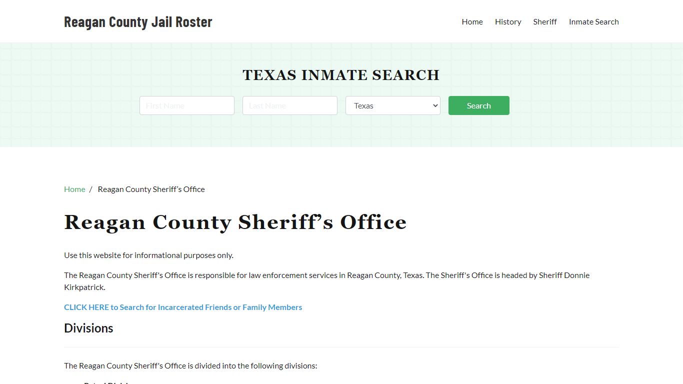 Reagan County Sheriff Office, TX, Arrest Warrants Search